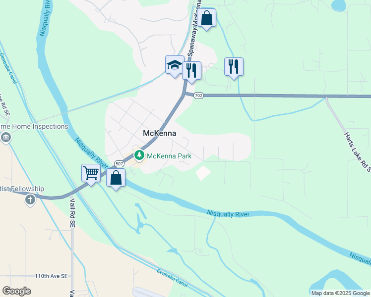 map of restaurants, bars, coffee shops, grocery stores, and more near 35503 92nd Avenue Court South in Roy
