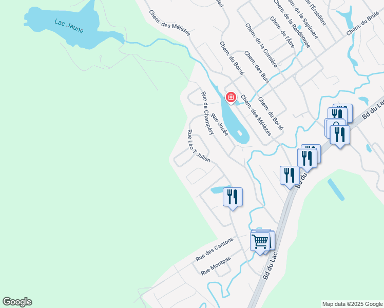 map of restaurants, bars, coffee shops, grocery stores, and more near 252 Rue de Fribourg in Québec