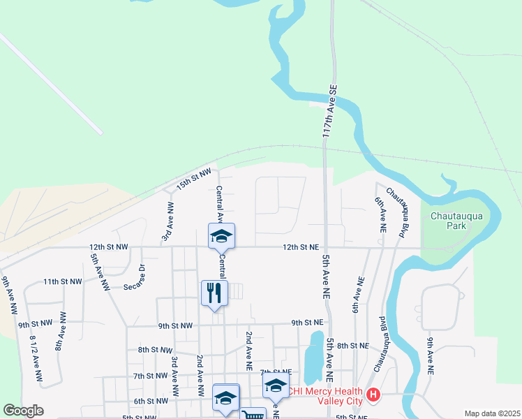 map of restaurants, bars, coffee shops, grocery stores, and more near 221 14th Street Northwest in Valley City
