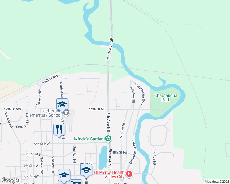 map of restaurants, bars, coffee shops, grocery stores, and more near 1276-3230 117th Avenue South East in Valley City