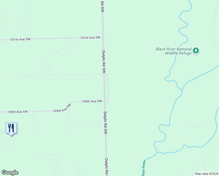 map of restaurants, bars, coffee shops, grocery stores, and more near 10324 Delphi Road Southwest in Olympia