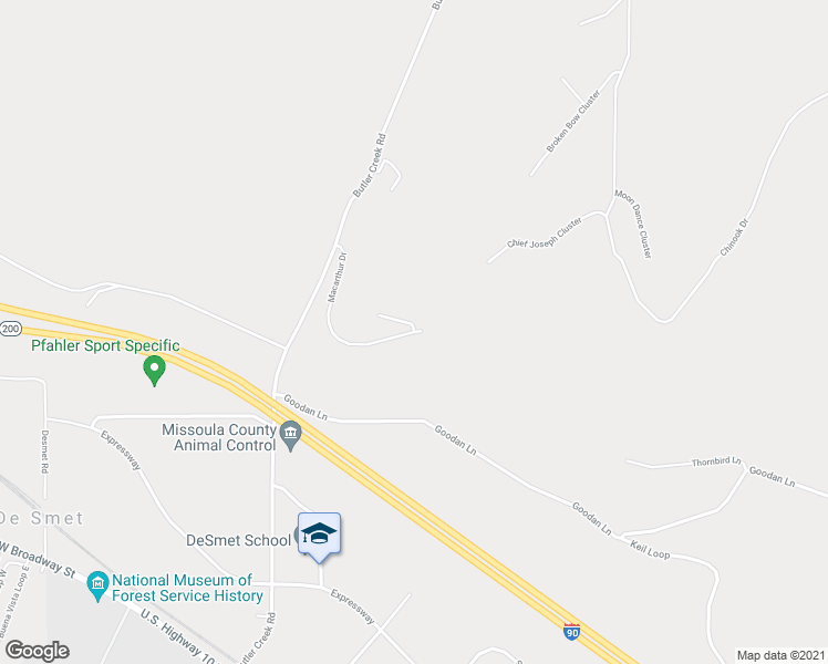 map of restaurants, bars, coffee shops, grocery stores, and more near 6500 Macarthur Drive in Missoula