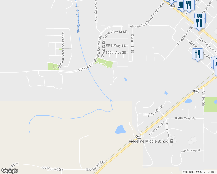 map of restaurants, bars, coffee shops, grocery stores, and more near 10175 Terra Valley Street Southeast in Yelm