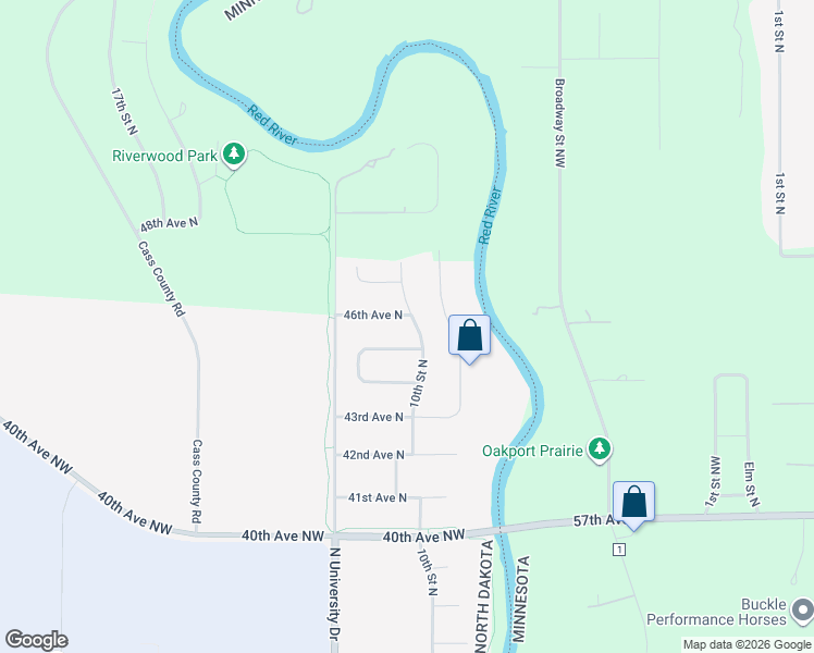 map of restaurants, bars, coffee shops, grocery stores, and more near 1008 46th Ave N in Fargo