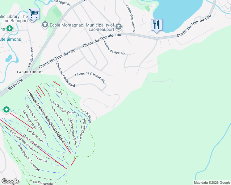 map of restaurants, bars, coffee shops, grocery stores, and more near 47 Chemin du Godendard in Capitale-Nationale