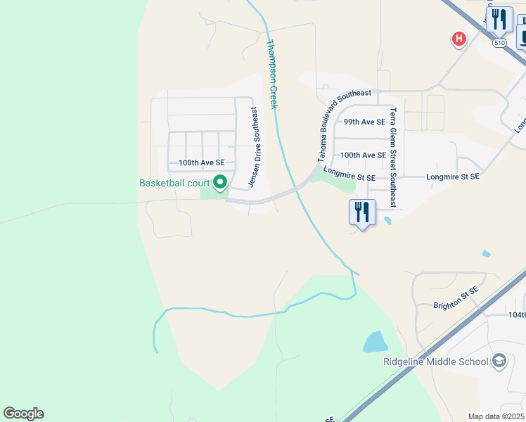 map of restaurants, bars, coffee shops, grocery stores, and more near 10047 Jensen Drive Southeast in Yelm