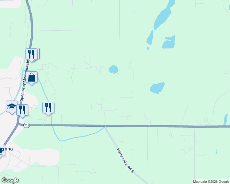 map of restaurants, bars, coffee shops, grocery stores, and more near 34806 82nd Avenue South in Roy