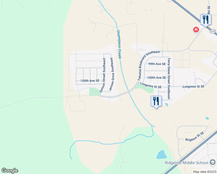 map of restaurants, bars, coffee shops, grocery stores, and more near 10083 Jensen Drive Southeast in Yelm
