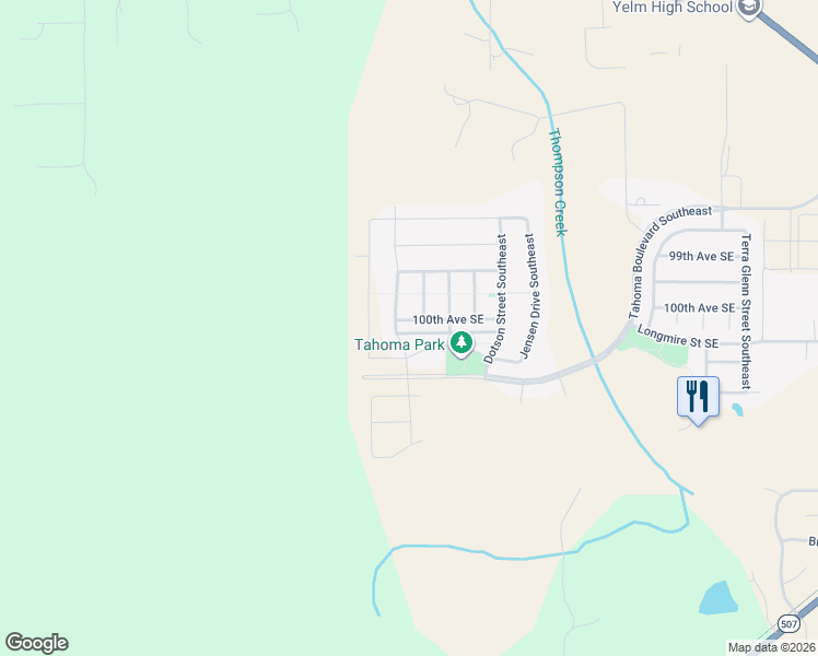 map of restaurants, bars, coffee shops, grocery stores, and more near 9982 Charles Street Southeast in Yelm