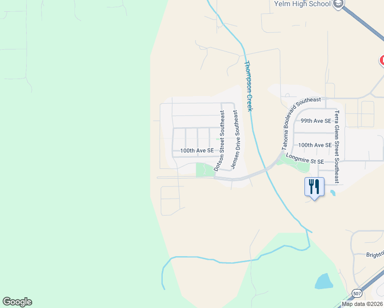 map of restaurants, bars, coffee shops, grocery stores, and more near 9982 Charles Street Southeast in Yelm
