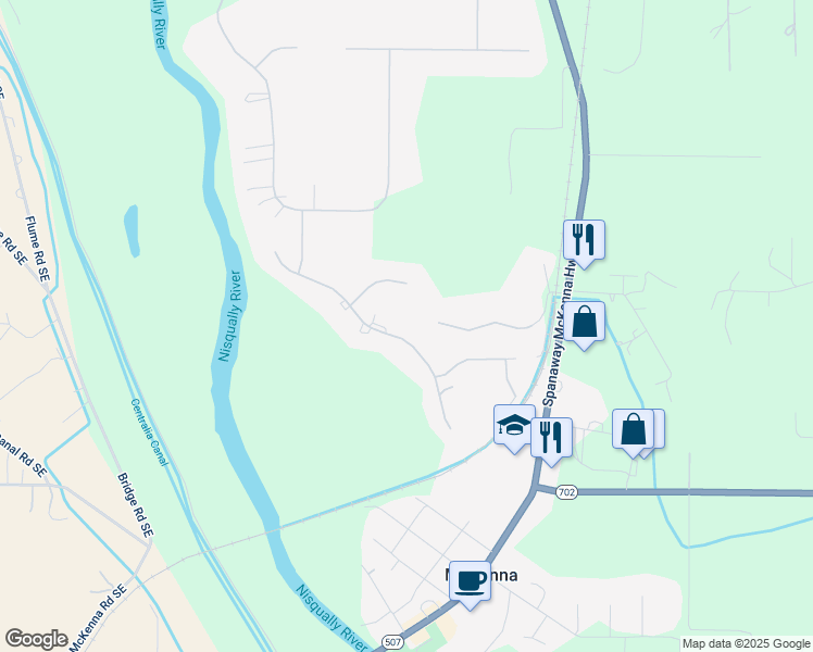 map of restaurants, bars, coffee shops, grocery stores, and more near 9609 346th Street South in Roy