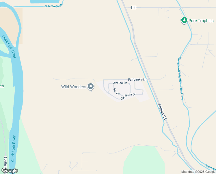 map of restaurants, bars, coffee shops, grocery stores, and more near 7529-7537 Gardenia Dr in Missoula