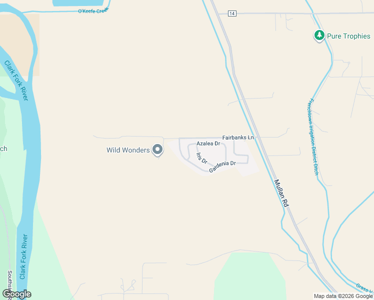 map of restaurants, bars, coffee shops, grocery stores, and more near 7529-7537 Gardenia Dr in Missoula