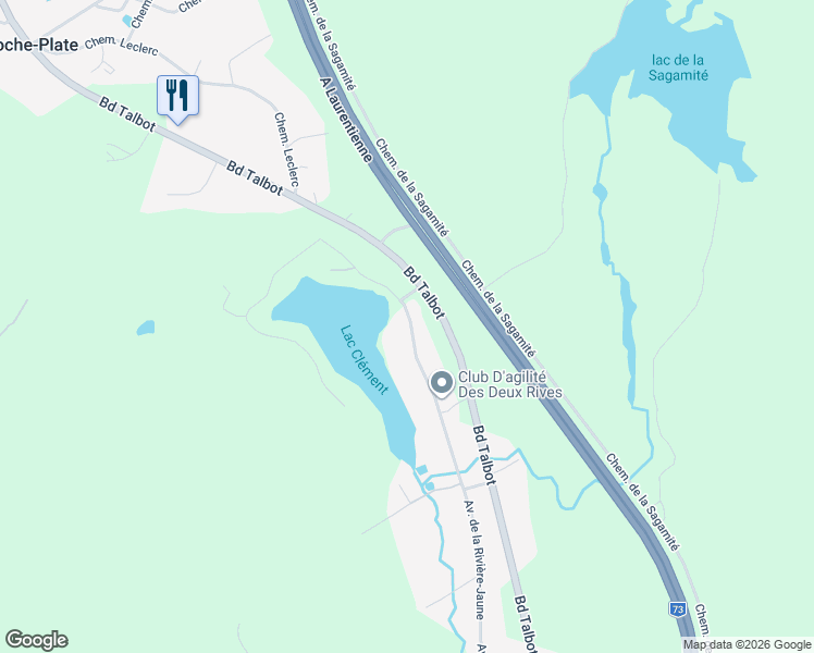 map of restaurants, bars, coffee shops, grocery stores, and more near 2515 Avenue de la Rivière-Jaune in Ville de Québec
