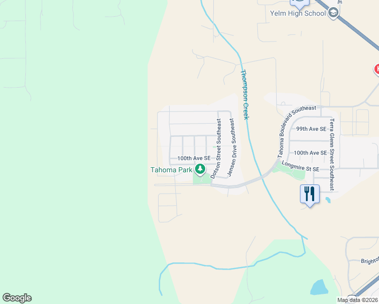 map of restaurants, bars, coffee shops, grocery stores, and more near 9982 Charles Street Southeast in Yelm