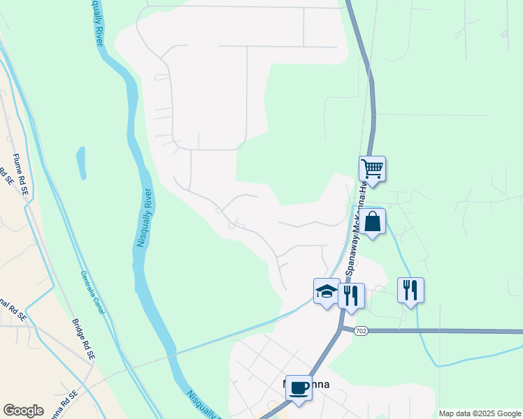 map of restaurants, bars, coffee shops, grocery stores, and more near 9609 346th Street South in Roy