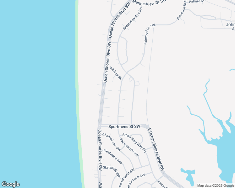 map of restaurants, bars, coffee shops, grocery stores, and more near 1129 Fairwood Drive Southwest in Ocean Shores