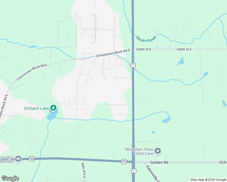 map of restaurants, bars, coffee shops, grocery stores, and more near 5212 343rd Street East in Eatonville