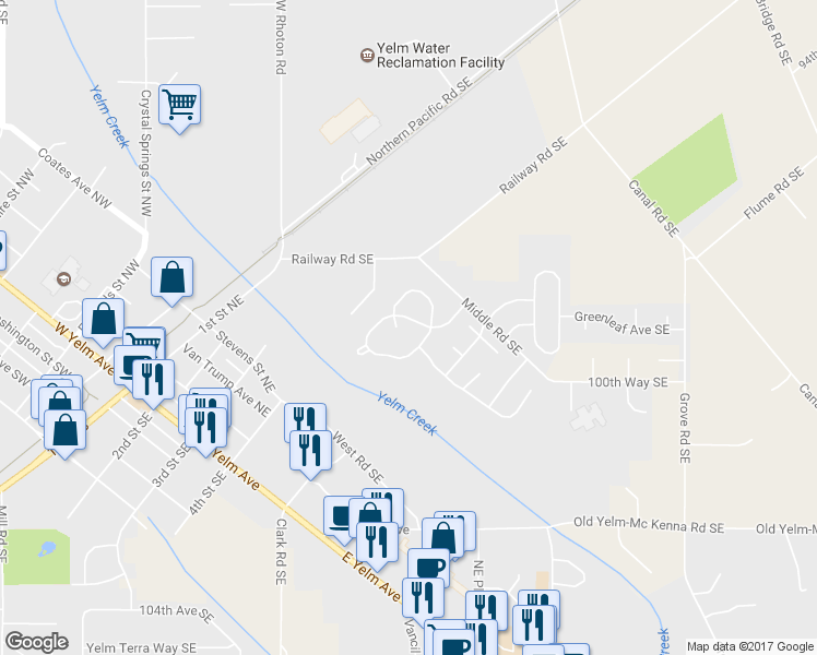 map of restaurants, bars, coffee shops, grocery stores, and more near 16231 Prairie Creek Loop Southeast in Yelm