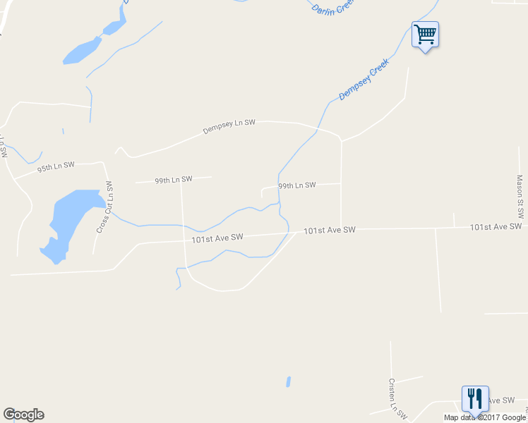 map of restaurants, bars, coffee shops, grocery stores, and more near 9925 Dempsey Lane Southwest in Olympia