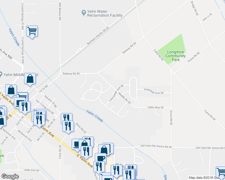 map of restaurants, bars, coffee shops, grocery stores, and more near 16330 Richmont Court Southeast in Yelm