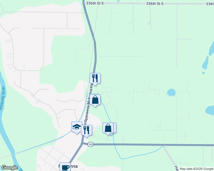 map of restaurants, bars, coffee shops, grocery stores, and more near 8917 345th Street Court South in Roy