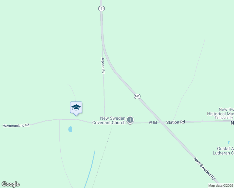 map of restaurants, bars, coffee shops, grocery stores, and more near 53 Jepson Road in New Sweden