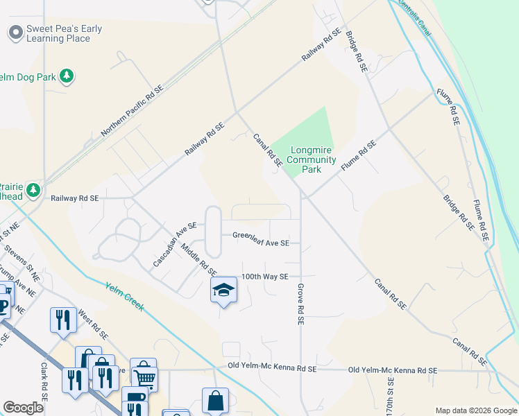 map of restaurants, bars, coffee shops, grocery stores, and more near 16803 Canal Road Southeast in Yelm
