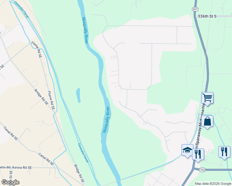 map of restaurants, bars, coffee shops, grocery stores, and more near 34318 102nd Avenue South in Roy