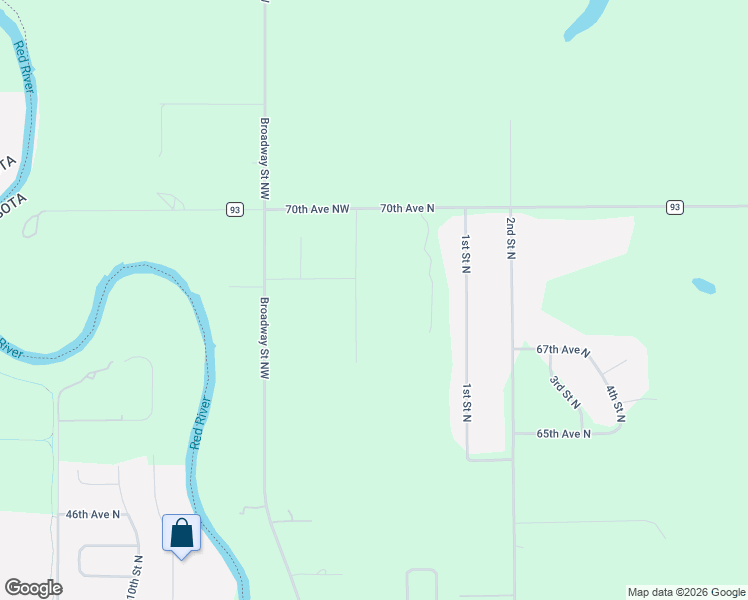 map of restaurants, bars, coffee shops, grocery stores, and more near 9 70th Avenue North in Moorhead