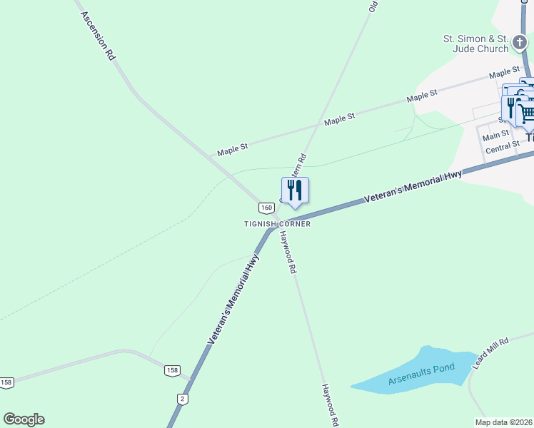 map of restaurants, bars, coffee shops, grocery stores, and more near 17 Prince Edward Island 160 in Tignish