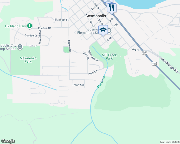 map of restaurants, bars, coffee shops, grocery stores, and more near 300 Hill Road in Aberdeen