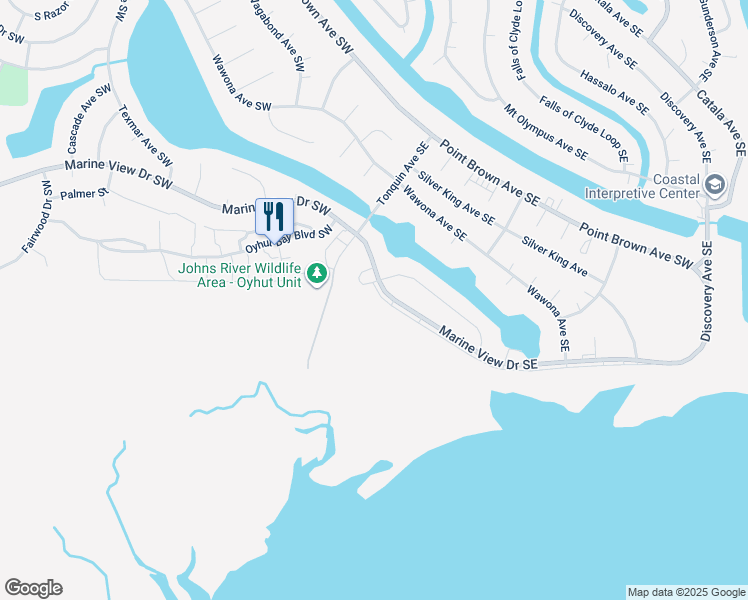 map of restaurants, bars, coffee shops, grocery stores, and more near 145 Marine View Drive Southeast in Ocean Shores