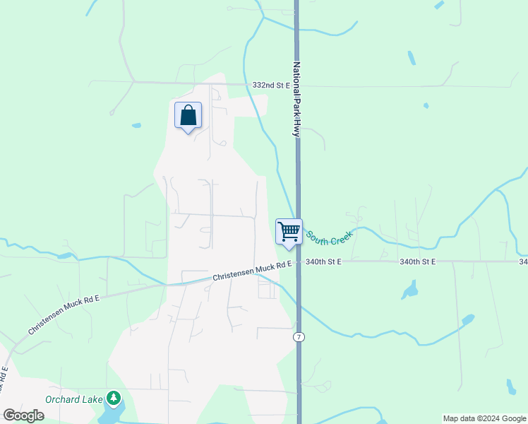 map of restaurants, bars, coffee shops, grocery stores, and more near 33717 52nd Avenue East in Eatonville