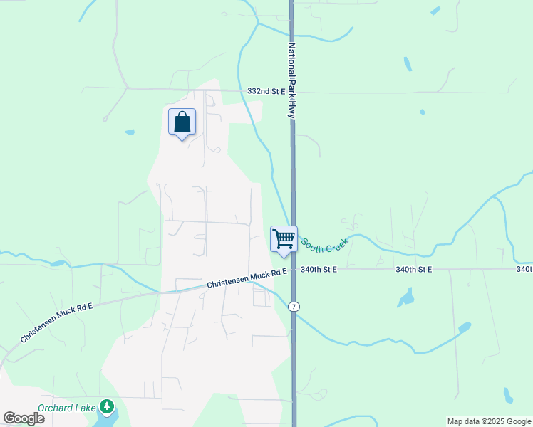 map of restaurants, bars, coffee shops, grocery stores, and more near 33717 52nd Avenue East in Eatonville