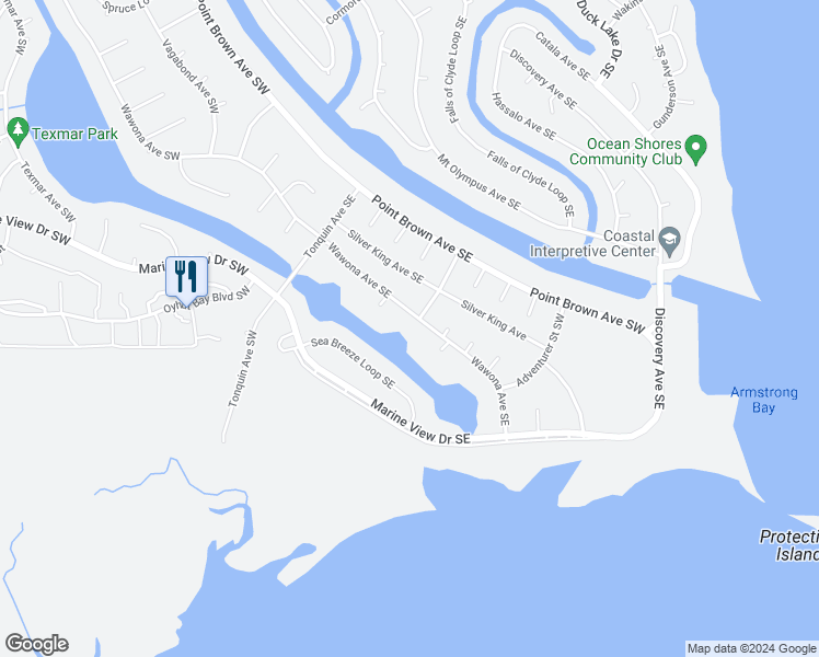 map of restaurants, bars, coffee shops, grocery stores, and more near 959 Wawona Avenue Southeast in Ocean Shores