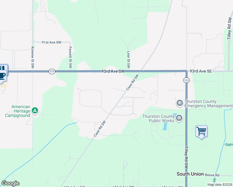 map of restaurants, bars, coffee shops, grocery stores, and more near 9505 Case Road Southwest in Olympia