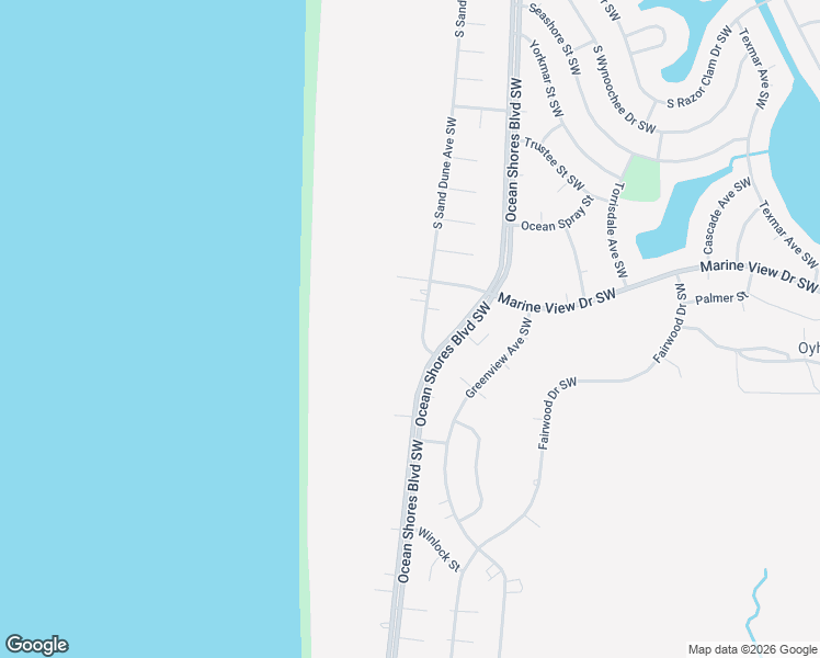 map of restaurants, bars, coffee shops, grocery stores, and more near 1021 South Sand Dune Avenue Southwest in Ocean Shores
