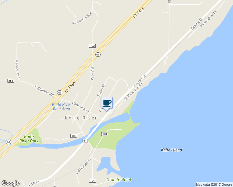 map of restaurants, bars, coffee shops, grocery stores, and more near 282 East 1st Street in Knife River