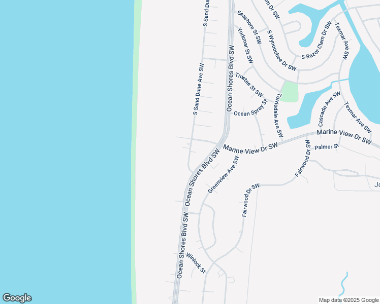 map of restaurants, bars, coffee shops, grocery stores, and more near 1029 South Sand Dune Avenue Southwest in Ocean Shores