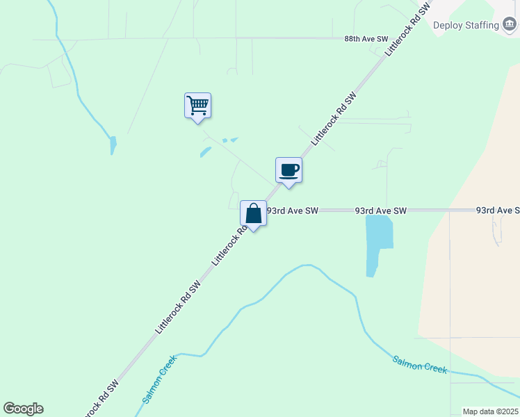 map of restaurants, bars, coffee shops, grocery stores, and more near Littlerock Rd SW & 93rd Ave SW in Olympia
