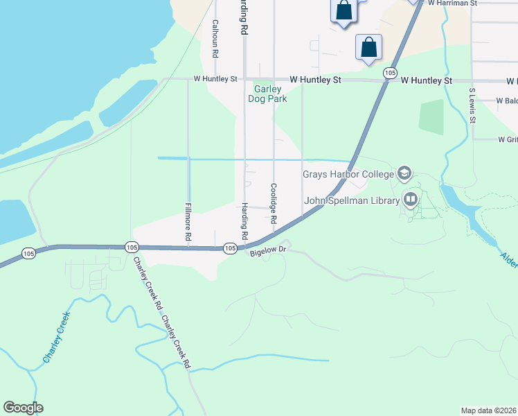 map of restaurants, bars, coffee shops, grocery stores, and more near 1916 Harding Road in Aberdeen