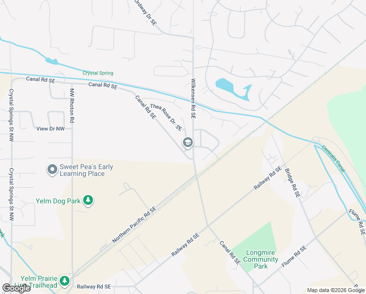 map of restaurants, bars, coffee shops, grocery stores, and more near 9252 Carys Street Southeast in Yelm