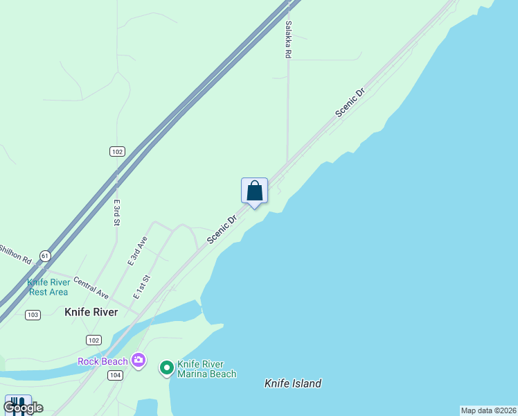 map of restaurants, bars, coffee shops, grocery stores, and more near 290 Knife Island Road in Knife River