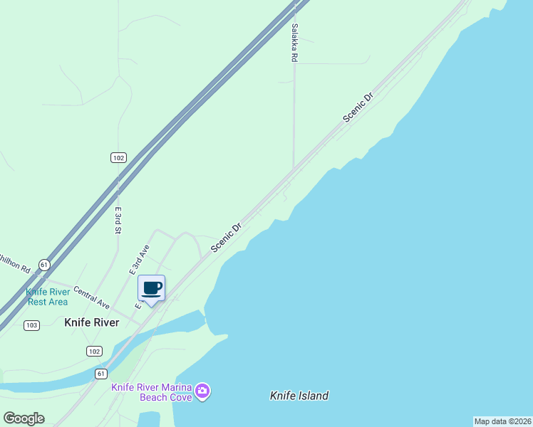 map of restaurants, bars, coffee shops, grocery stores, and more near 290 Knife Island Road in Knife River