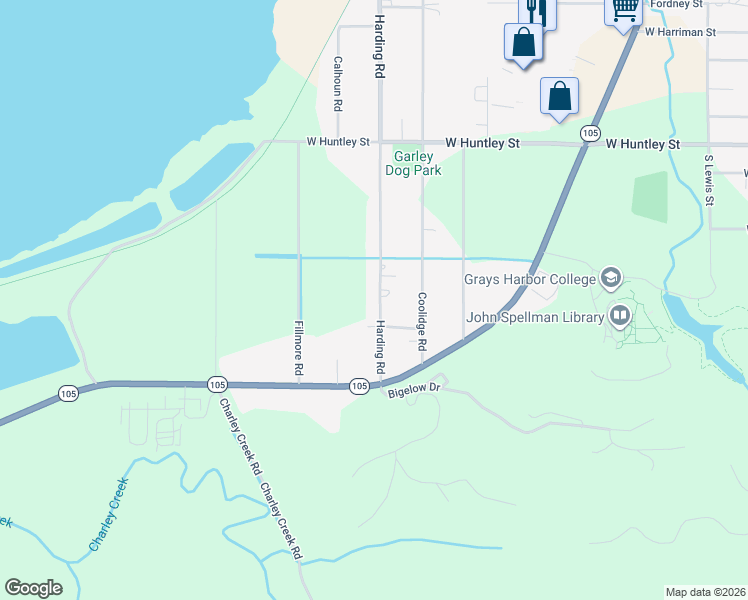 map of restaurants, bars, coffee shops, grocery stores, and more near 1719 Harding Road in Aberdeen