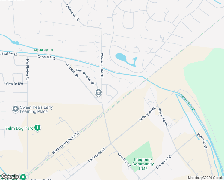 map of restaurants, bars, coffee shops, grocery stores, and more near 16529 Rainier View Drive Southeast in Yelm