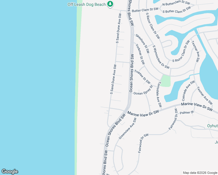 map of restaurants, bars, coffee shops, grocery stores, and more near 949 South Sand Dune Avenue Southwest in Ocean Shores