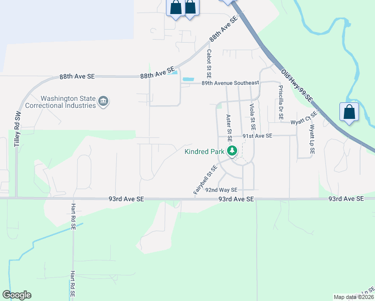 map of restaurants, bars, coffee shops, grocery stores, and more near 9099 Kyle Street Southeast in Tumwater