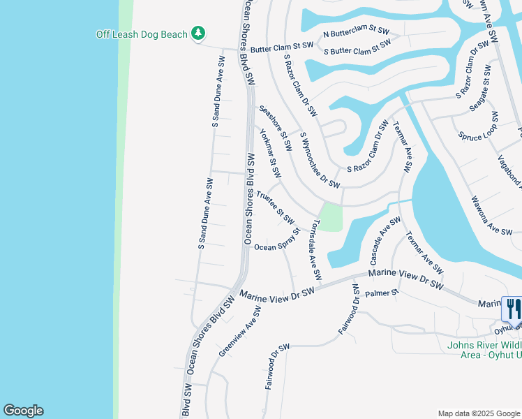 map of restaurants, bars, coffee shops, grocery stores, and more near 900 Ocean Shores Boulevard Southwest in Ocean Shores